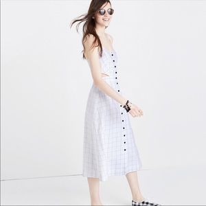 Madewell Windowpane Button Down Cutout Midi Dress